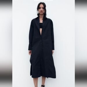 NWT Zara Navy Voluminous Poplin Dress Sz XXL